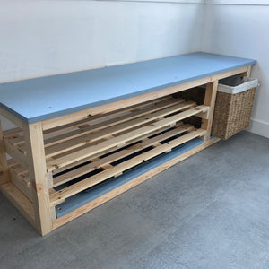 Custom Shoe Bench with Drip Trays