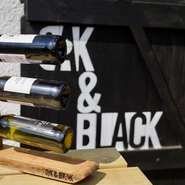 3-bottle Wine rack, handmade in Scotland out of reclaimed whisky casks