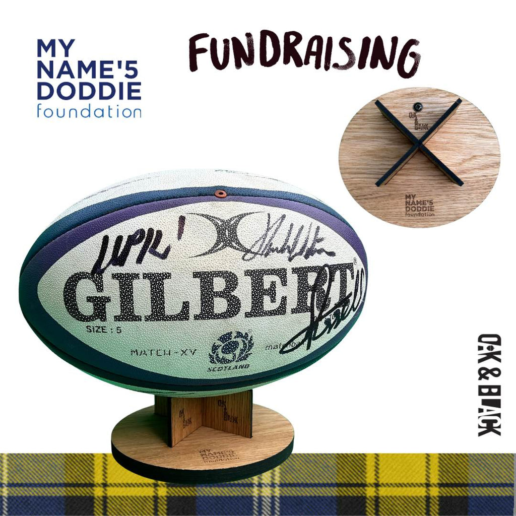 Doddie Rugby Ball Stand – Oak & Black