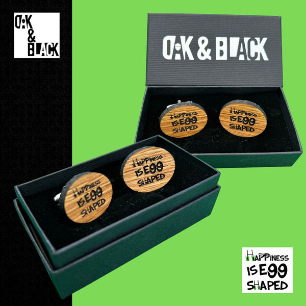 Happiness is Egg Shaped Whisky Oak Cufflinks