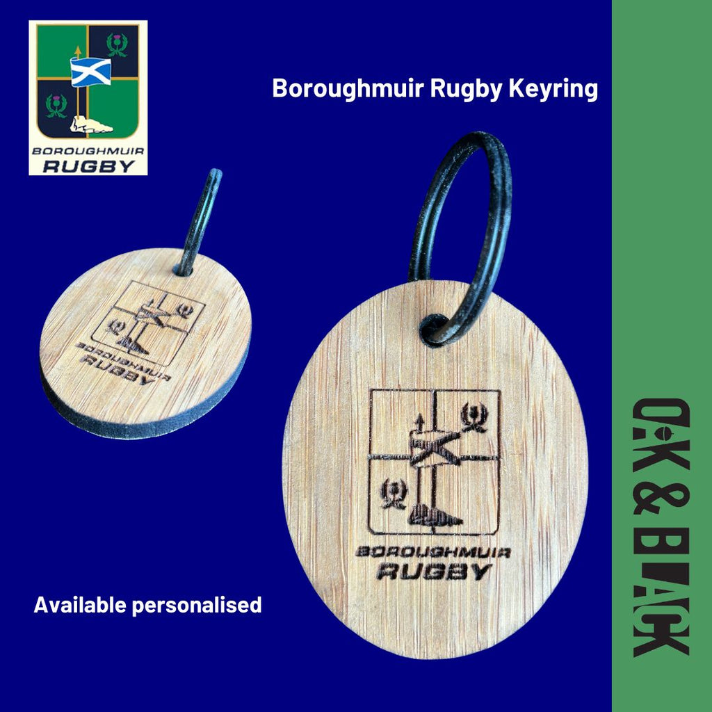 Boroughmuir Rugby Keyring – Oak & Black