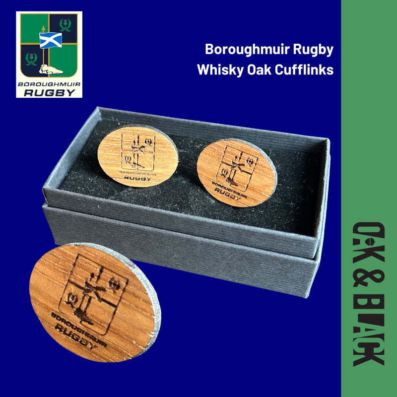 Boroughmuir Rugby Whisky Oak Cufflinks