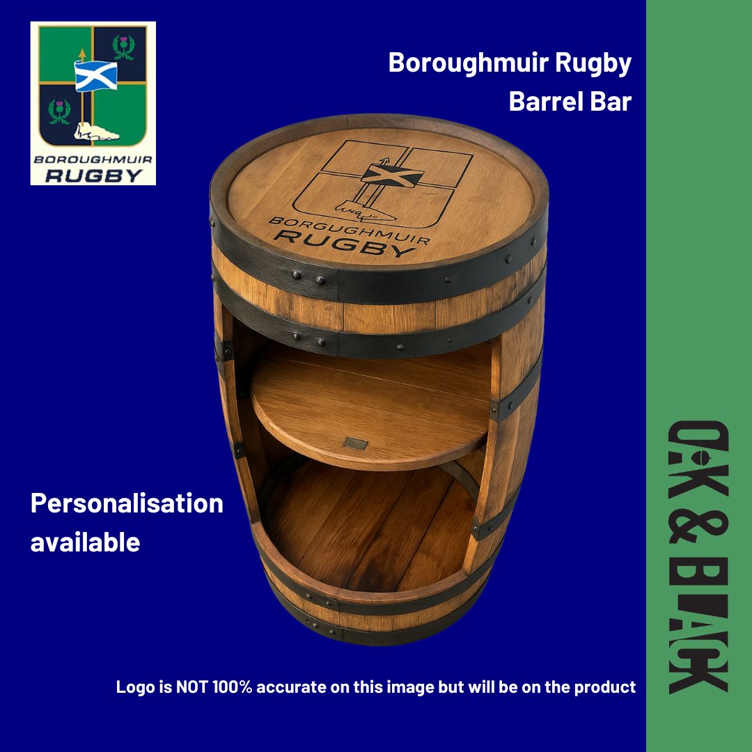 Batch Bar Rugby Boroughmuir RFC Barrel Bar – Oak & Black