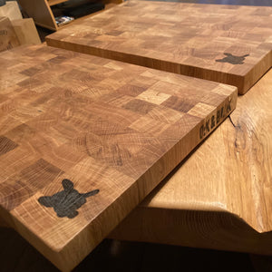 Custom made and engraved end grain chopping boards