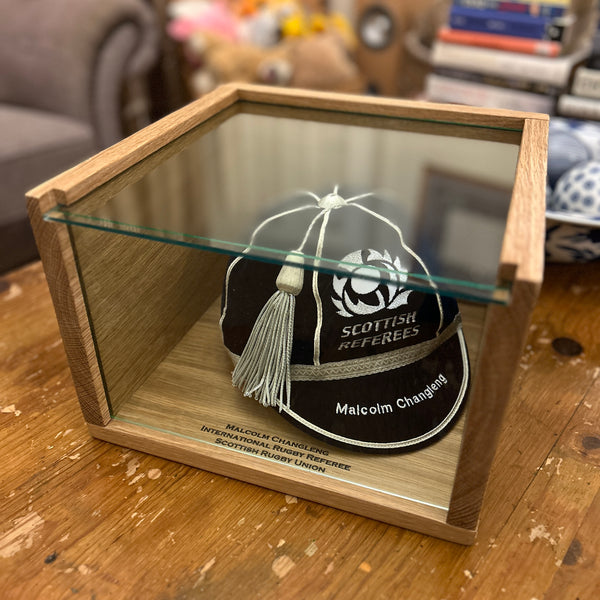 Personalised Solid Oak Cap Display Case