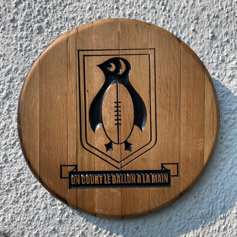 Carved Barrel End Wall Hanger