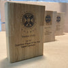 Sustainable Oak Award blocks. Various sizes: mini, small, medium and large. Ideal for schools, clubs, businesses to celebrate their people.