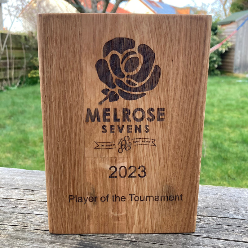 Sustainable Oak Award blocks. Various sizes: mini, small, medium and large. Ideal for schools, clubs, businesses to celebrate their people.