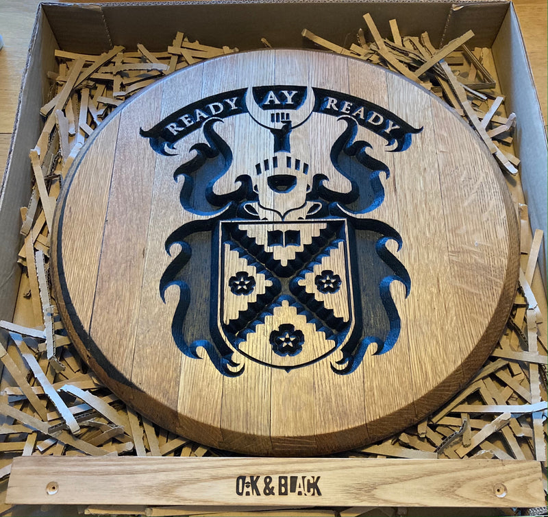 Carved Barrel End Wall Hanger