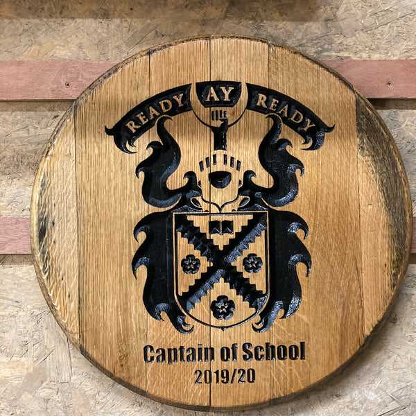 Carved Barrel End Wall Hanger