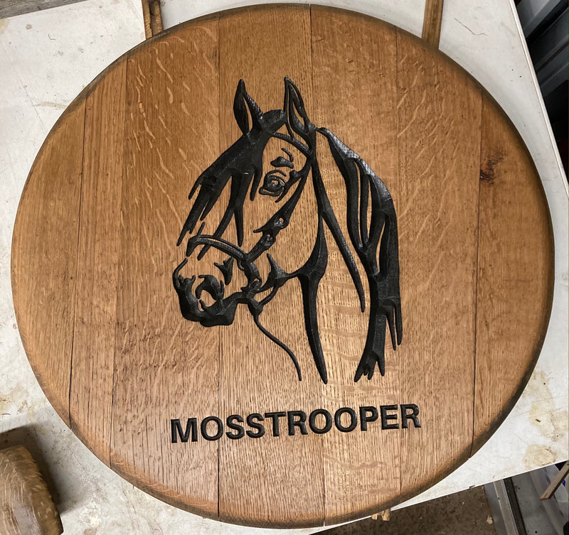 Carved Barrel End Wall Hanger