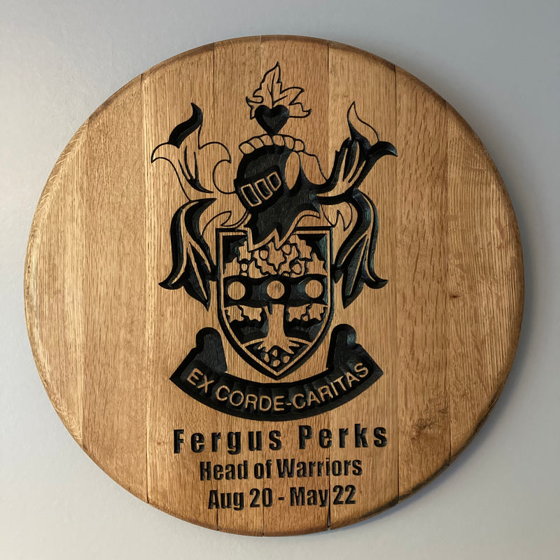 Carved Barrel End Wall Hanger